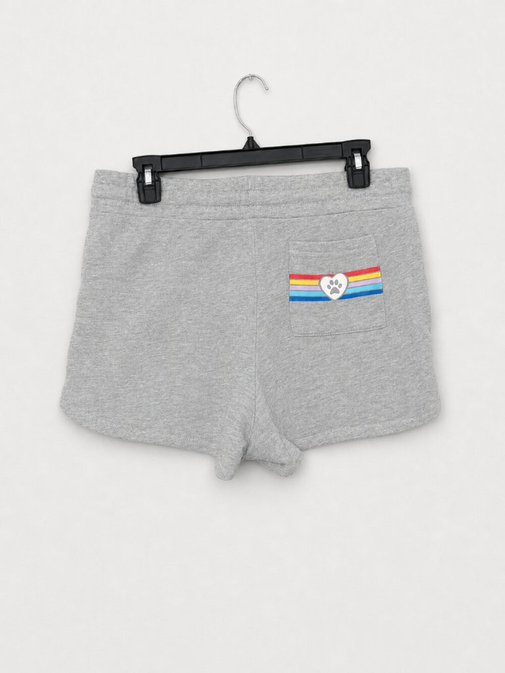 Bob's from Skechers Gray Lounge Shorts Rainbow Paw Print Size Medium